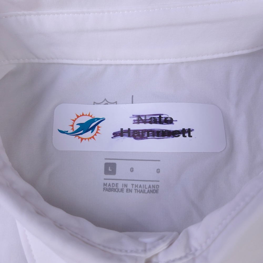 Miami Dolphins Team Issued Polo Shirt Mens Large Nike On Field White Dri Fit GUC - Picture 3 of 12